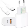 Fonte com cabo para IPhone - 2 entradas USB+Tipo C