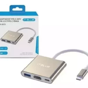 Adaptador Type-C HDTV USB 3.0 e Type C Fêmea IT-Blue